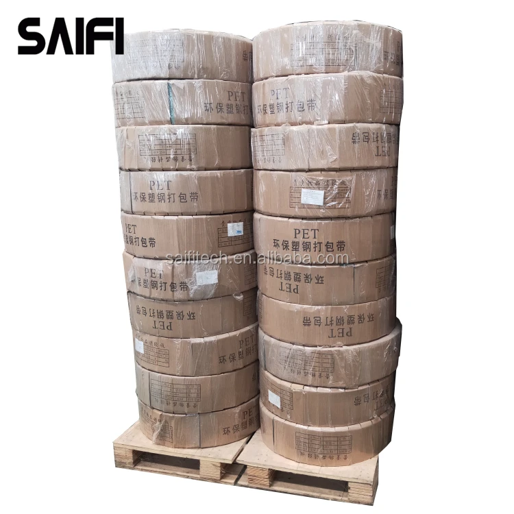 Semi automatic polyester strapping tape plastic jumbo roll pet strap with 13mm 16mm 19mm width