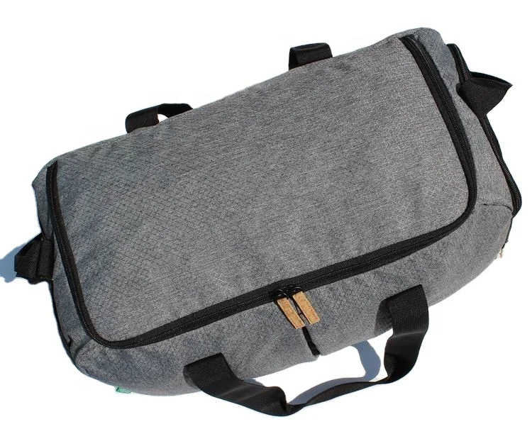 GRS certified eco-friendly natural durable recycled RPET bag two tone fabric travel duffel sport gym bag