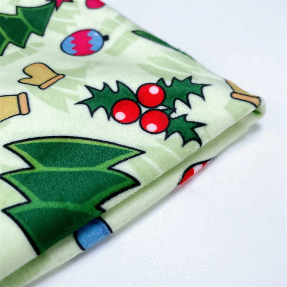 Custom Christmas pattern polyester stretch double side minky blanket fabric