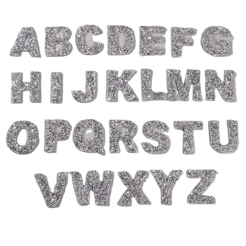 Hot 26 English Letters Rhinestones Patch Applique  Iron On Patches Badges For Name DIY Clothes