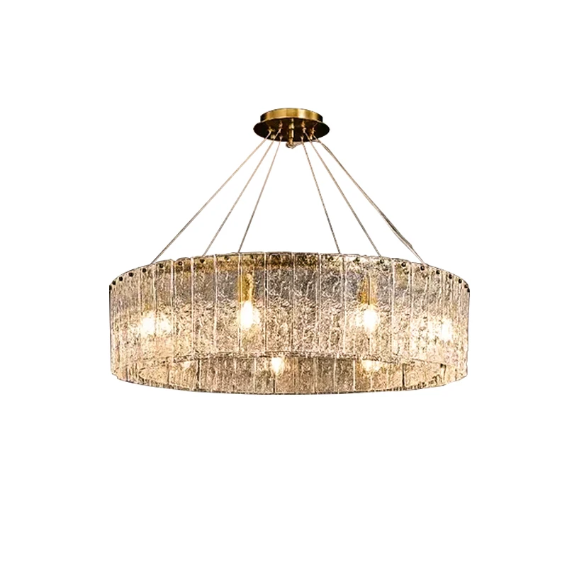 Wholesale Brass Glass Chandelier High Quality Lights Led Home Decor Luxury Lustre Water Ripple Chandelier for Living Room