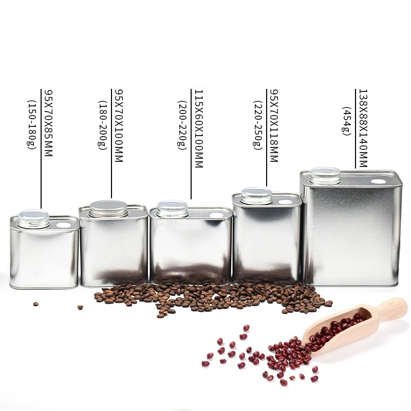 Luxury coffee tins metal can 250g wholesale custom airtight coffee packaging tins cans with degassing valve