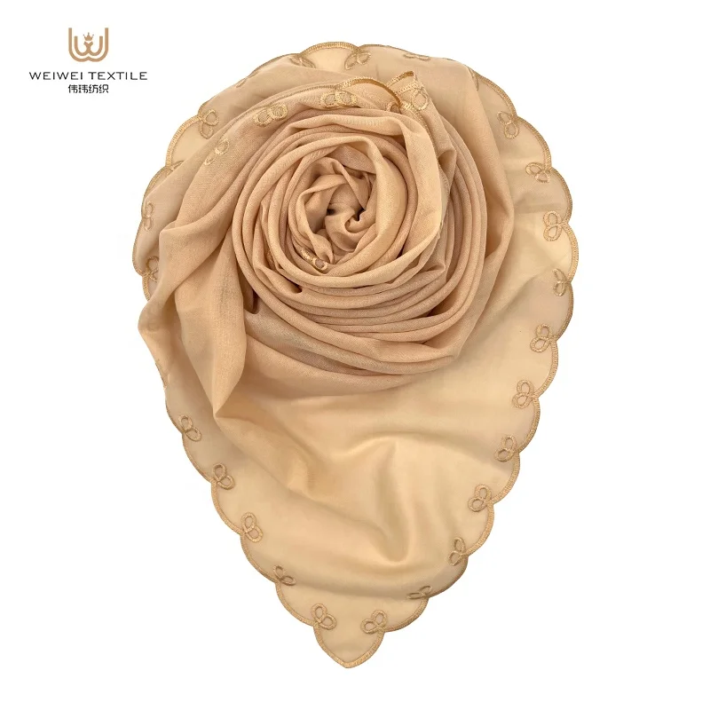 muslim custom floral sulam embroidery tudung cotton voile scarf shawl hand embroidery designs hijab for women