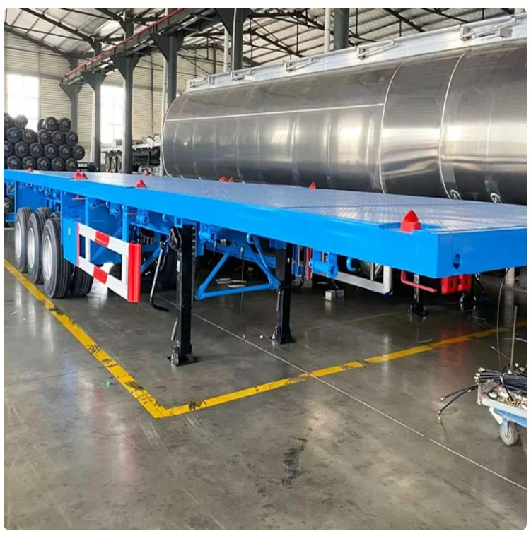 Hot Selling Good Quality Shipping Container 3 Axle Flat Bed Truck Trailer for 20/40FT Container Transportation