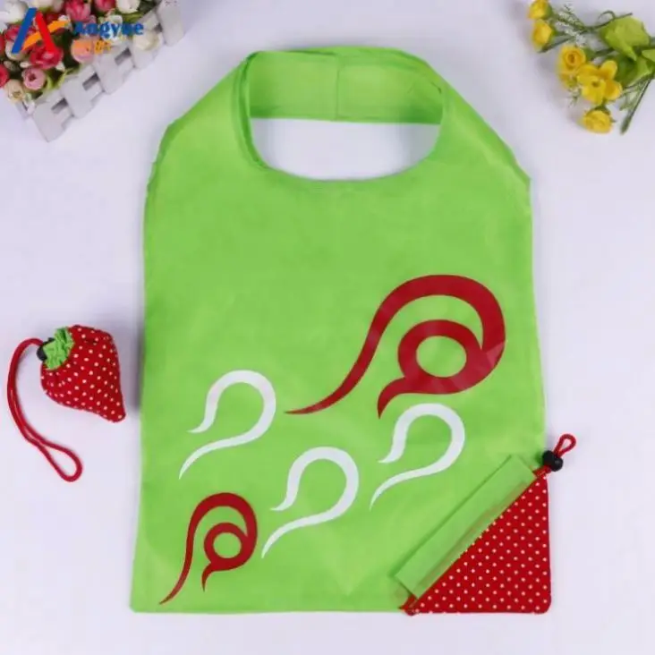 Recycled Eco Cheap Folding Fruit Shape Polyester Nylon Shopping Bag With Pouch