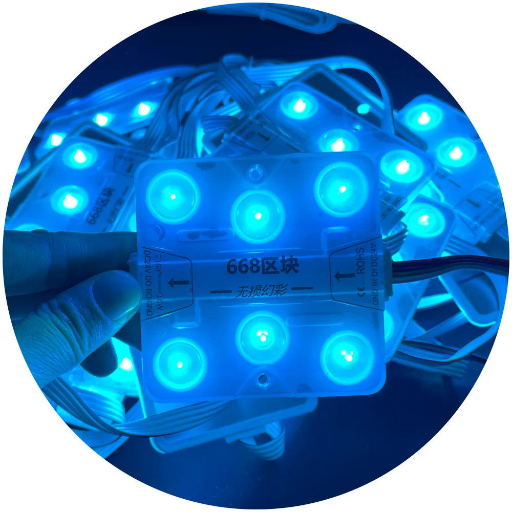 Открытый IP67 водонепроницаемый 68x68 мм magic RGB RGBIC DC24V светодиодные модули для освещения рекламы и подсветки