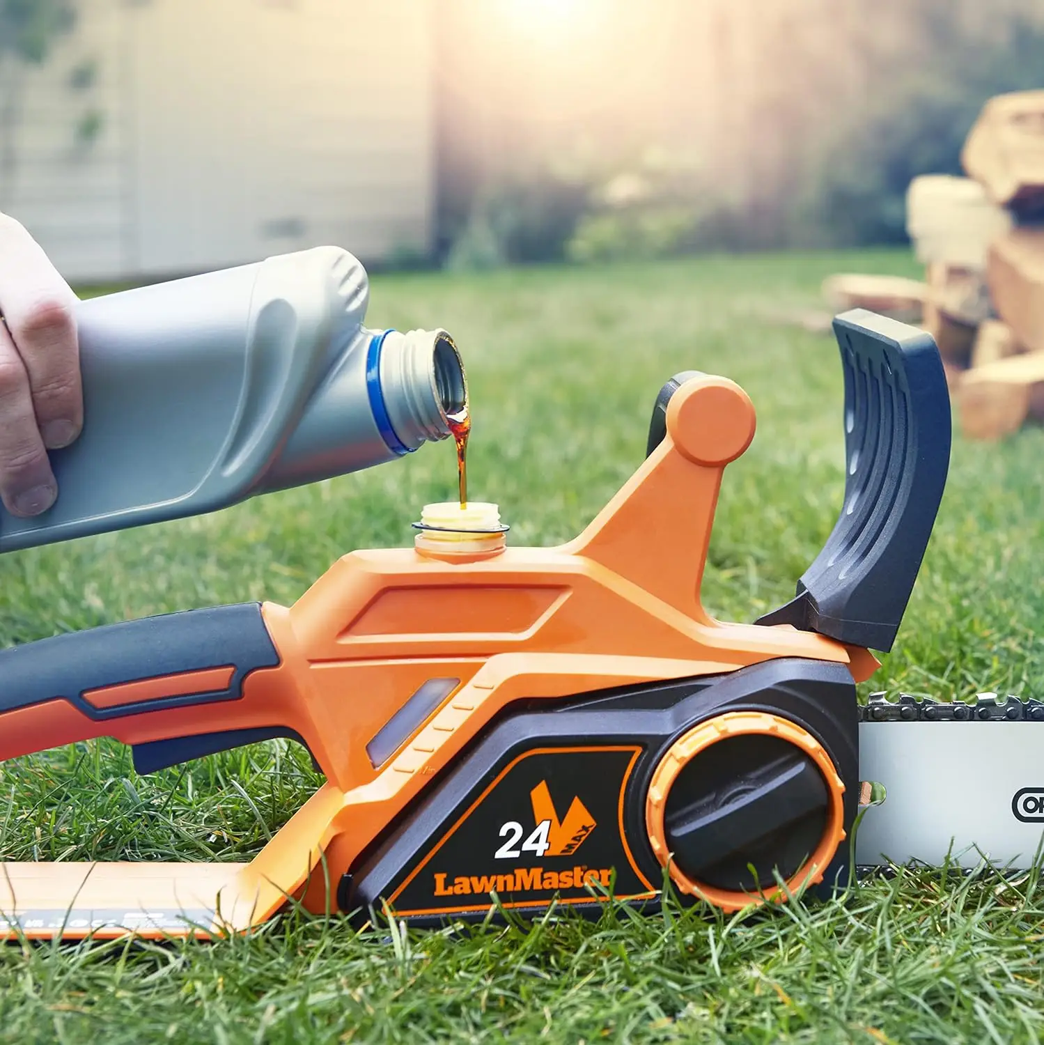 LawnMaster Cordless  24V Battery Fast Charger Included Oregon Bar and Chain Automatic oiling  Electric Chainsaw CLCS2425