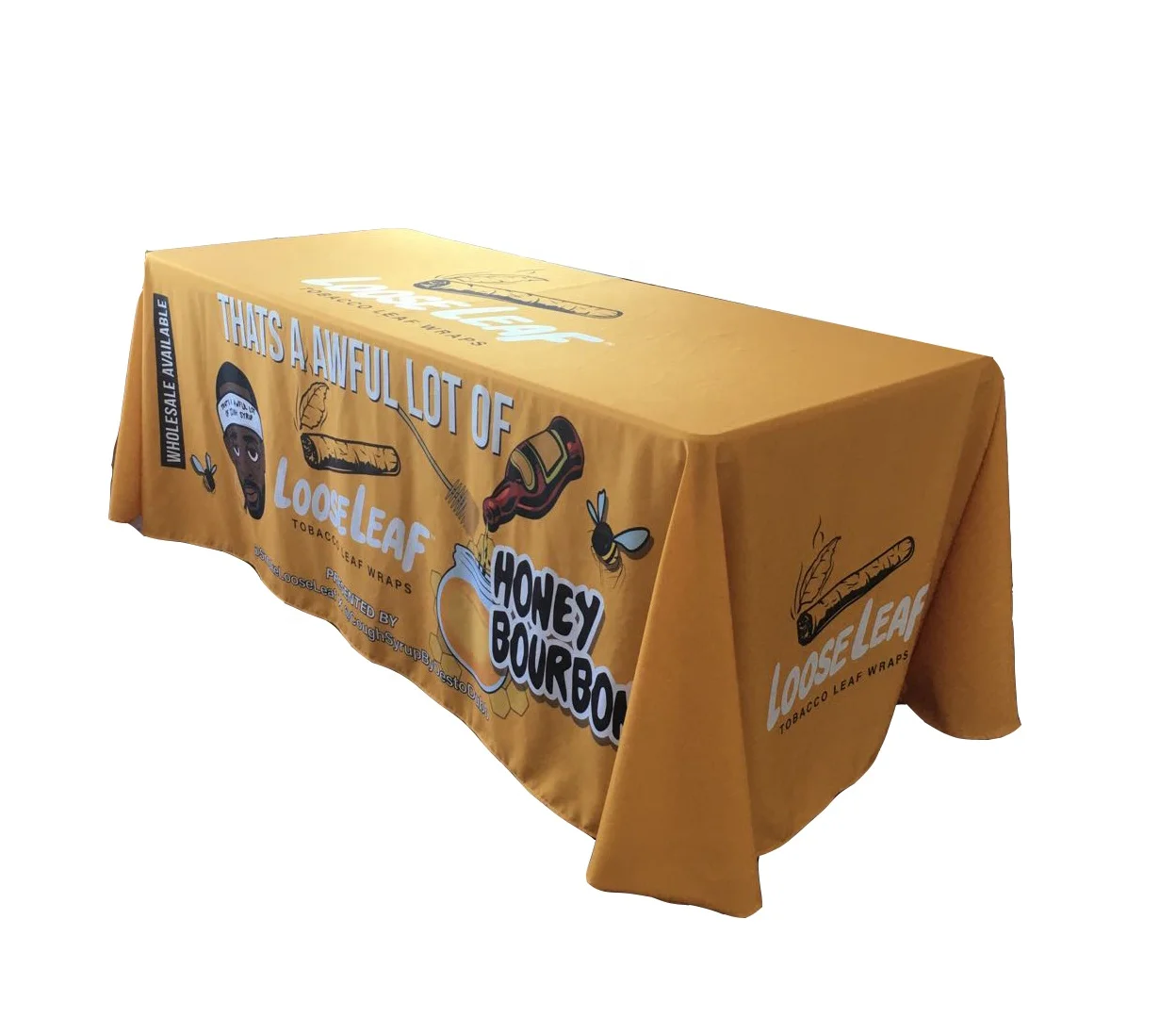 China Supplier Wholesale Advertising Table Cover Fabric Custom Logo Fitted Table Cloth