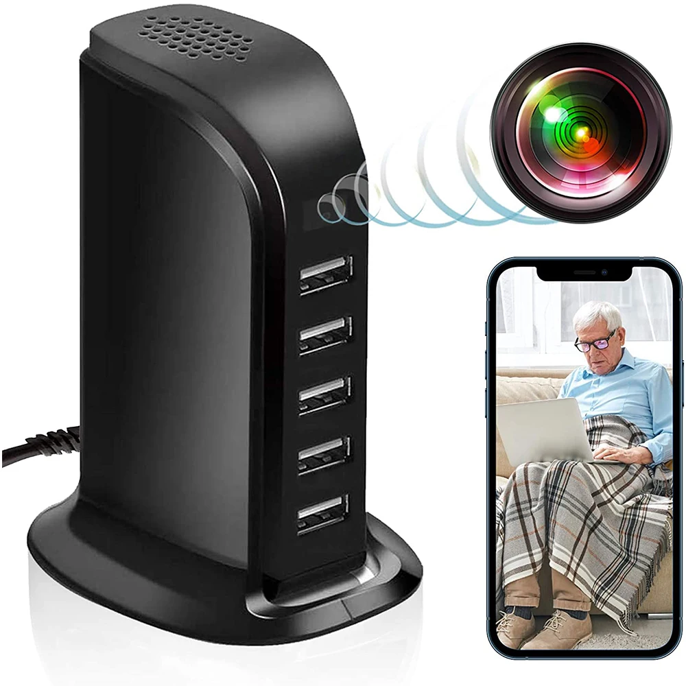 1080P HD WiFi Скрытая шпионская USB-камера с 5 портами зарядное устройство шпионская камера