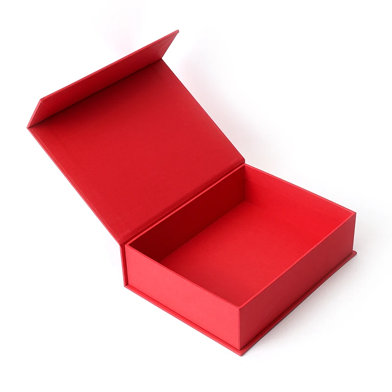 Custom Luxury Folding Magnetic Gift Box Red Foldable Magnet Hard Rigid Cardboard Packaging Box Clothing Shoe Paper Box