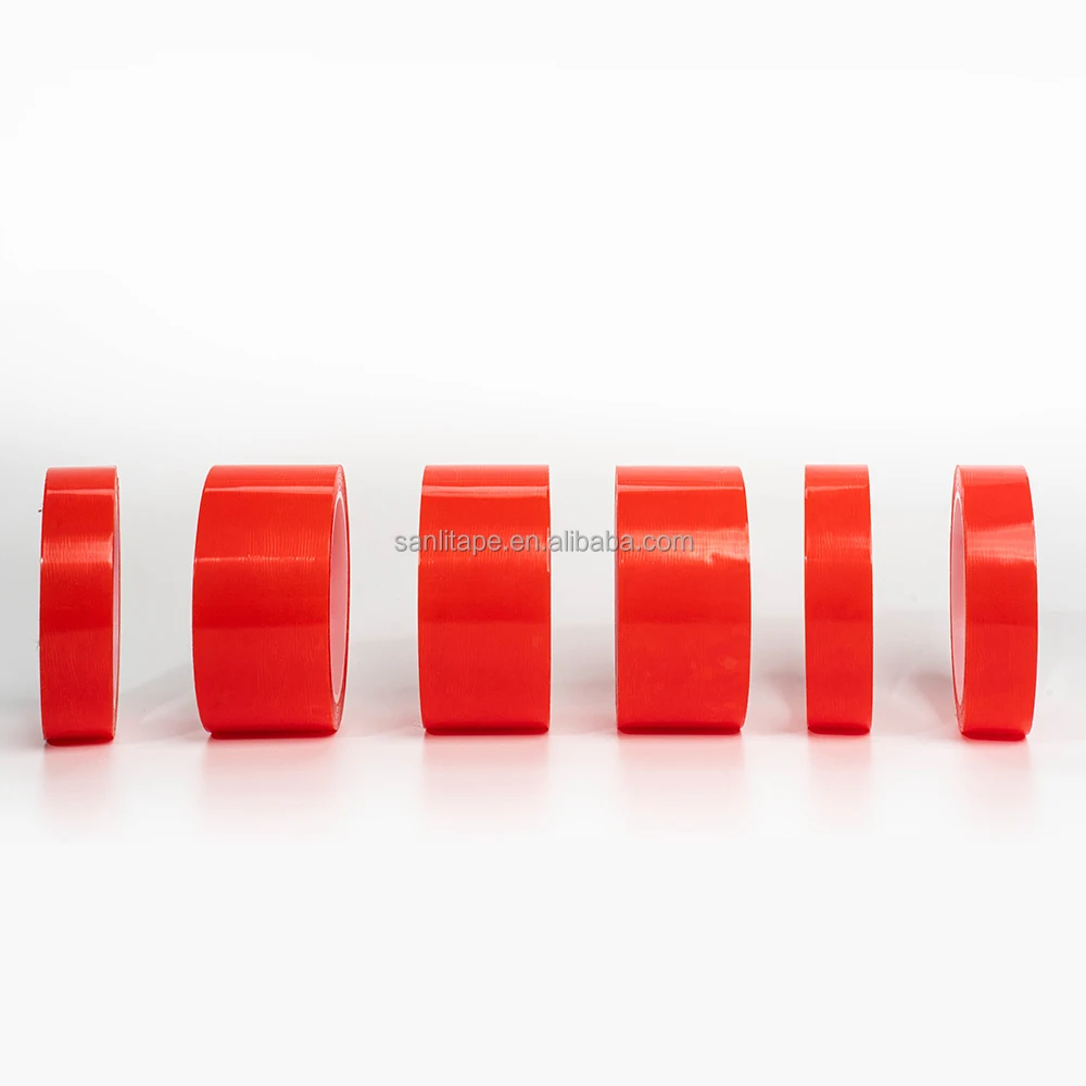 Manufacturer Wholesale Acrylic Glue Double Sided Adhesive PET Polyester Tape Red Film Liner