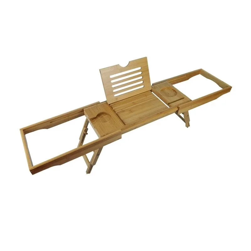 Bamboo Bathtub Caddy Bath Tub Tray Bridge Shower Shelves Organizer Tray With Stand Foot Bathtub Caddy & Laptop Bed Desk