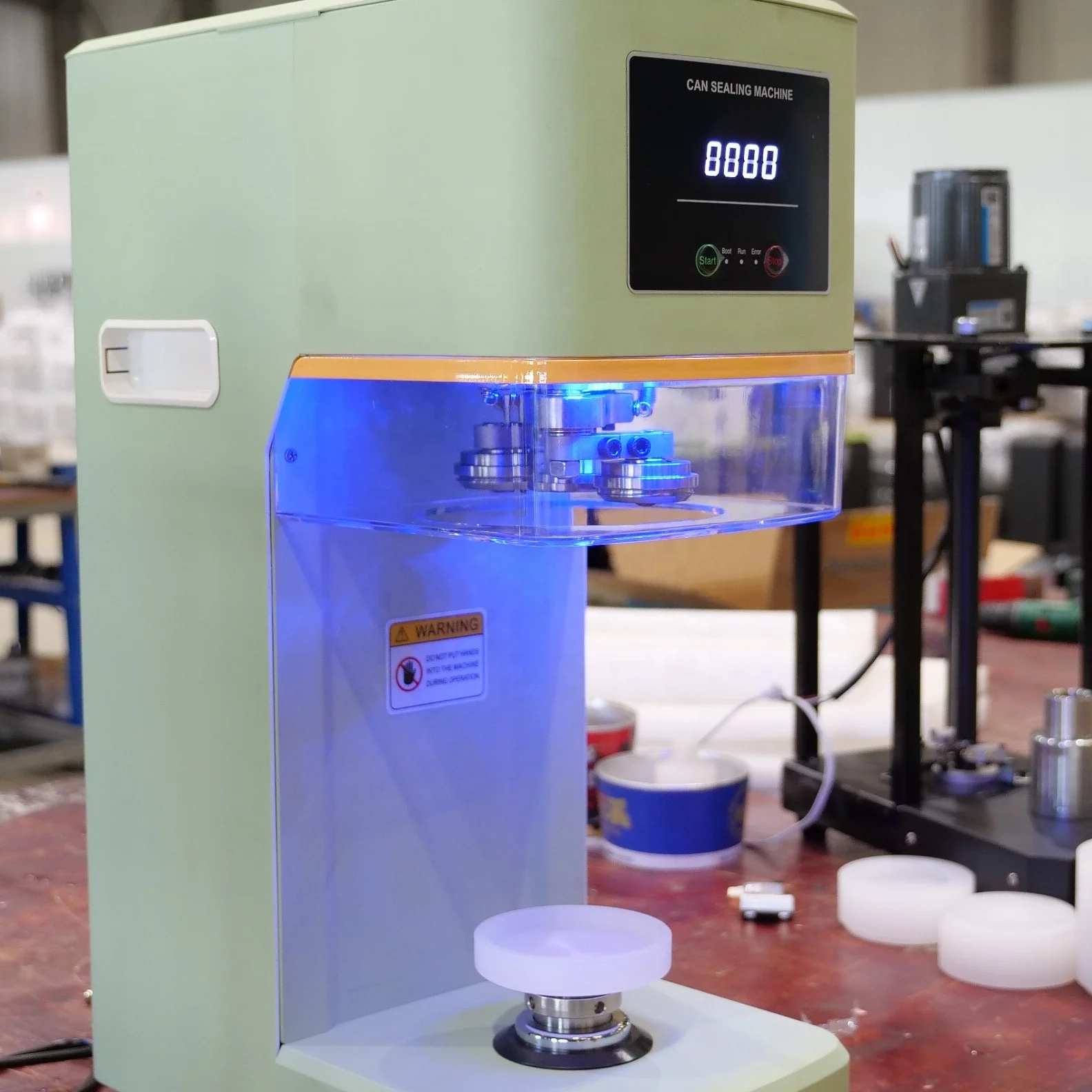 Newest Soda Can Sealing Machine Automatic Tin Can Jar sealing machine can Sealer with cup holder For Bubble Tea Saop Business