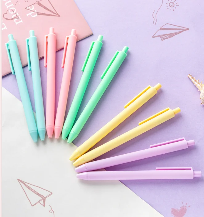 2024 новый дизайн шелкография логотип бизнес подарки шариковая ручка костюм конфетных цветов на заказ школьная стационарная с cu