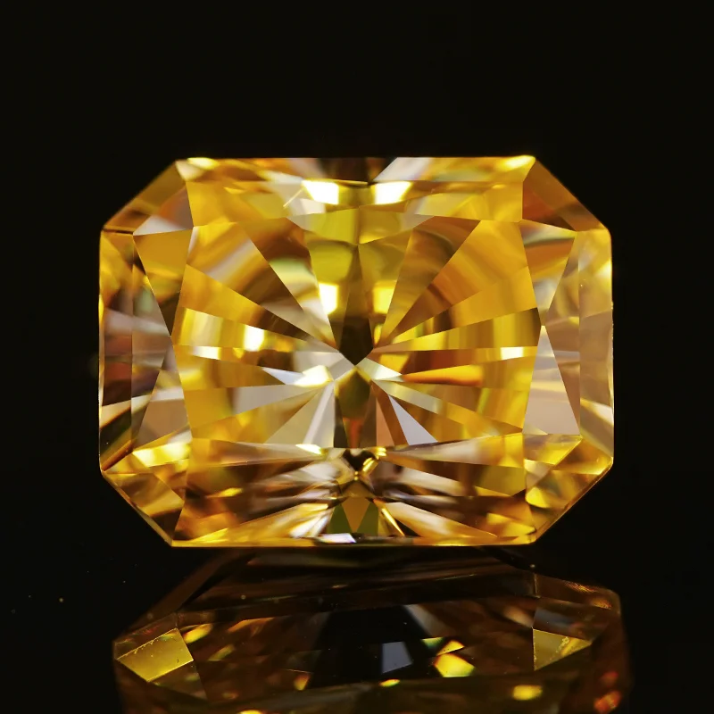Top Quality Lab Grown Gem Stone VVS Clarity Color Diamond CVD Nature Yellow Green Radiant Cut 1ct Moissanite Loose