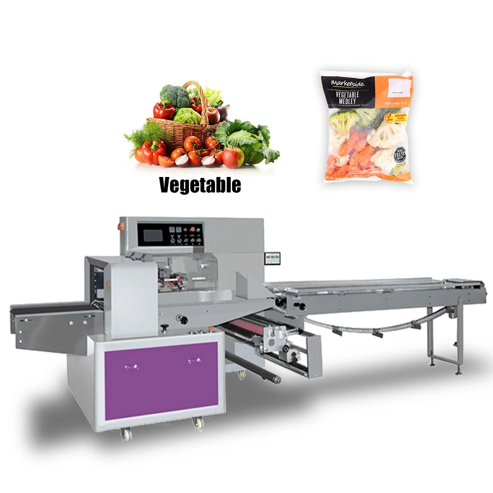 Horizontal Fruti and Frozen Vegetable Biscuits Chocolate Stick Pillow Bag Flow Packaging Machine
