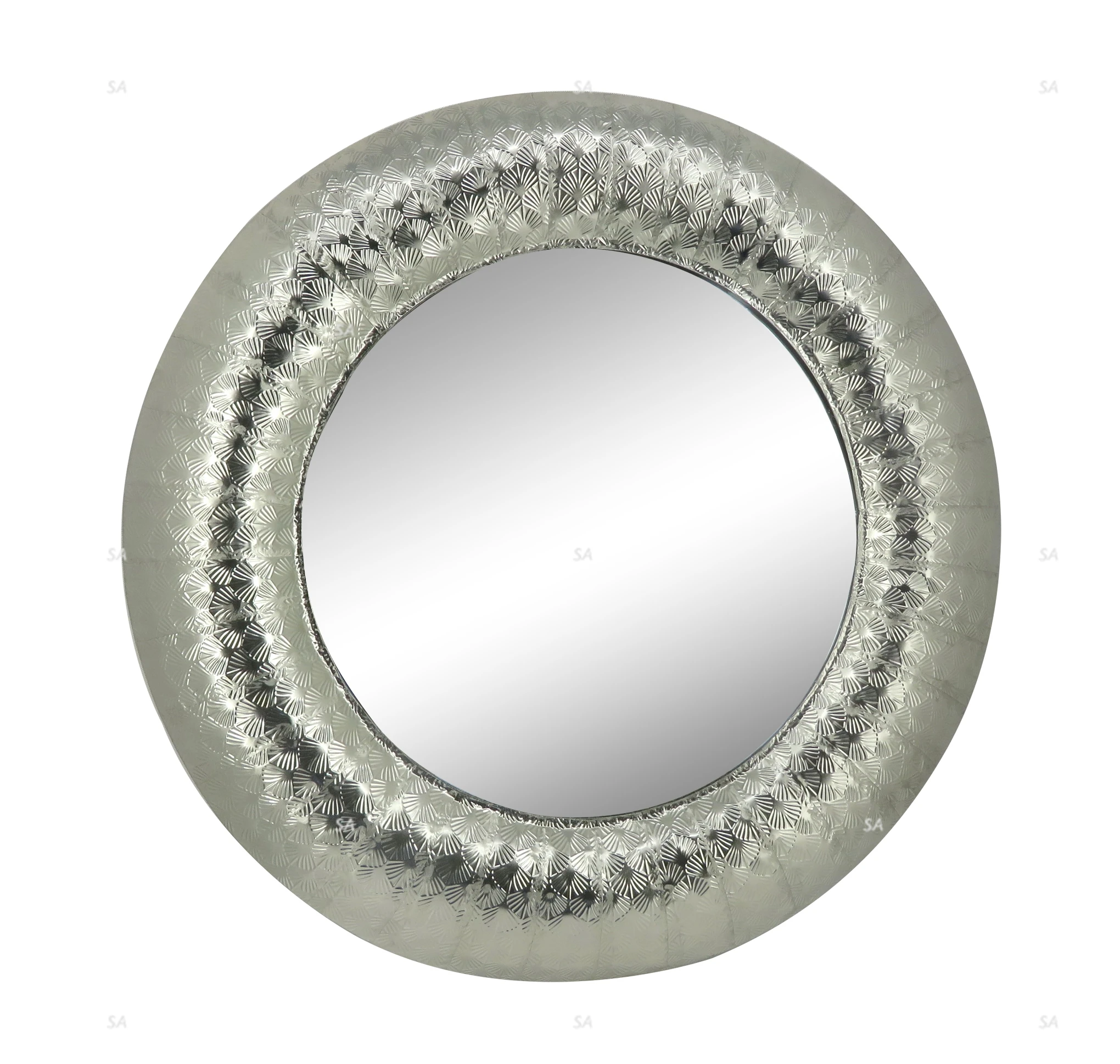 Modern Country Decoration Wood Frame Round Corner Arched Wall Mirror Living Room Wood Frame Design Wall Vanity Mirror Decoration