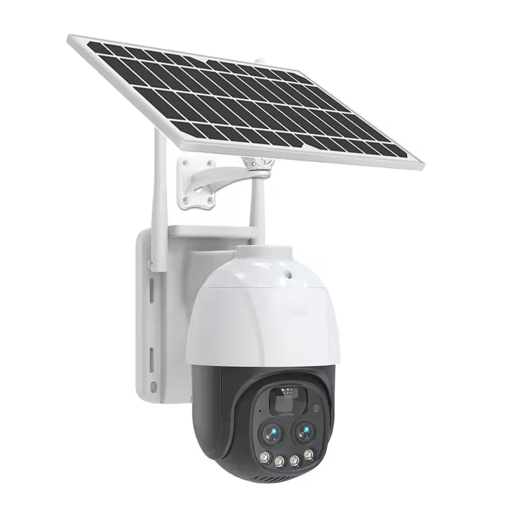 4K HD 10X зум IP CCTV 360 PTZ сеть WIFI Солнечная камера IP66 Водонепроницаемая низкая мощность наружного наблюдения Sans Fil