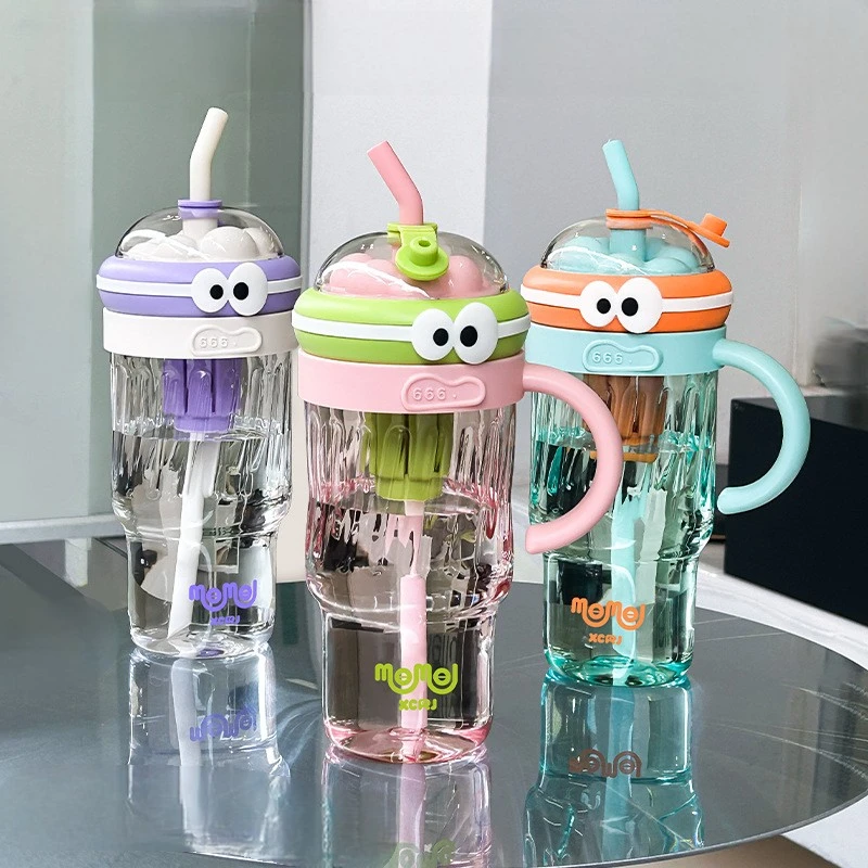 40OZ new 2024 plastic juice ice cream tumblers Cup water bottle with handle summer outdoor ice cup with straw Filter plug