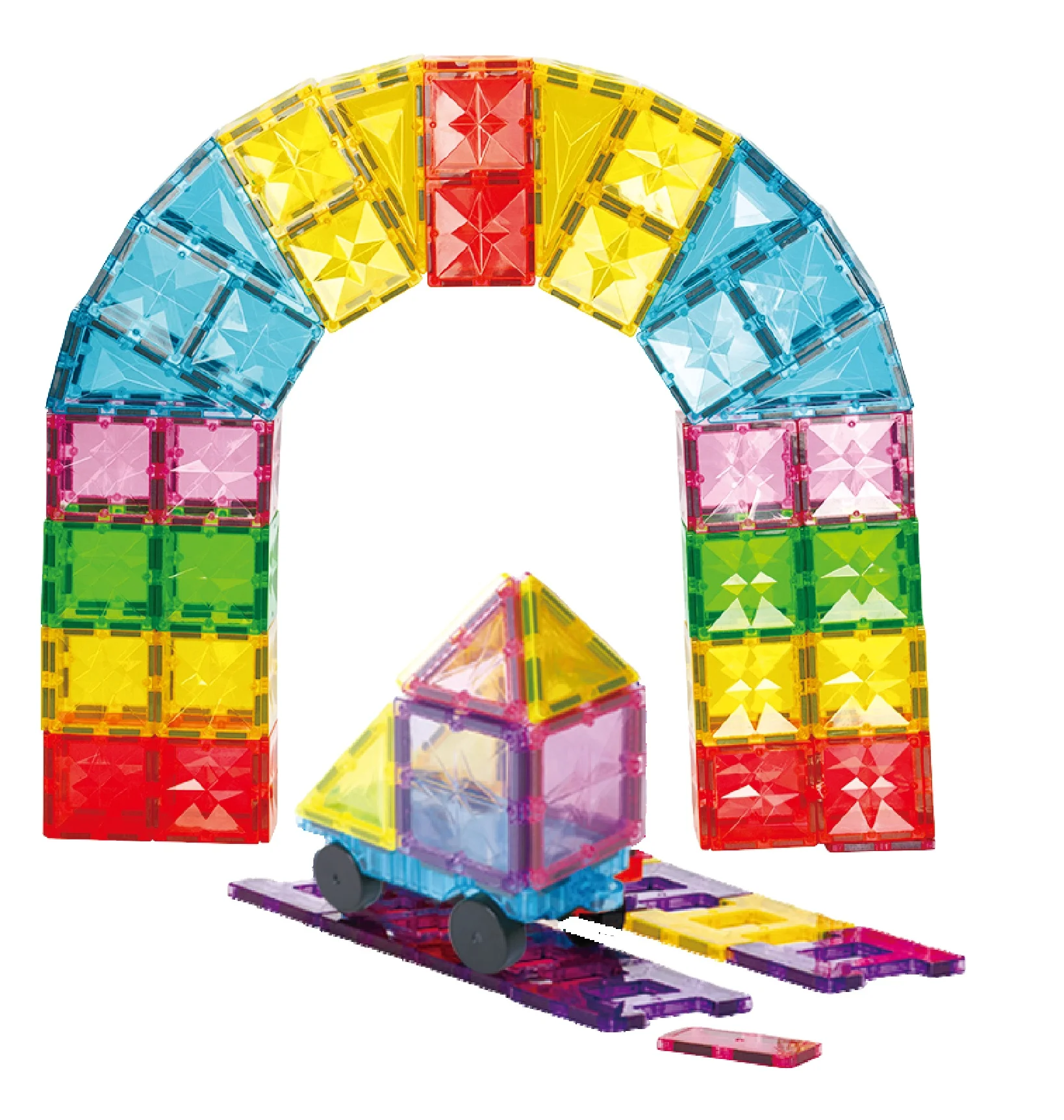 Magnetic Tiles with Cars Magnetic Blocks Toddler Toys Age 2-4 Magnets for Kids Educational Gifts & Toys for 3+ Year Old Boys