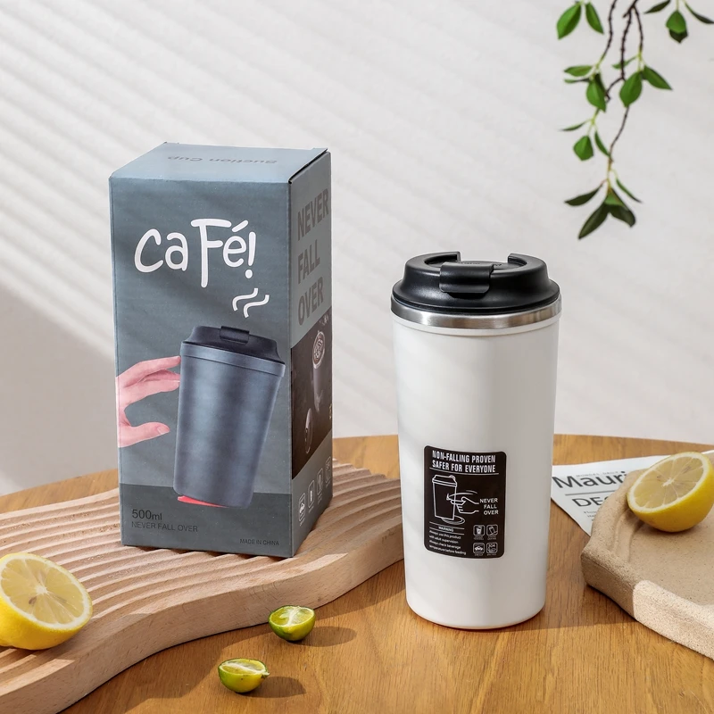 Custom Stainless Steel Coffee Cup Suction Travel Thermal Mug With Logo