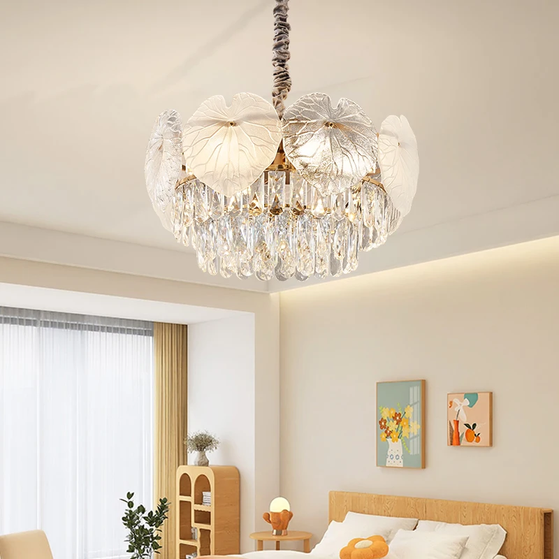 Скандинавская французская художественная минималистская лестница в форме сердца стеклянные люстры с перьями