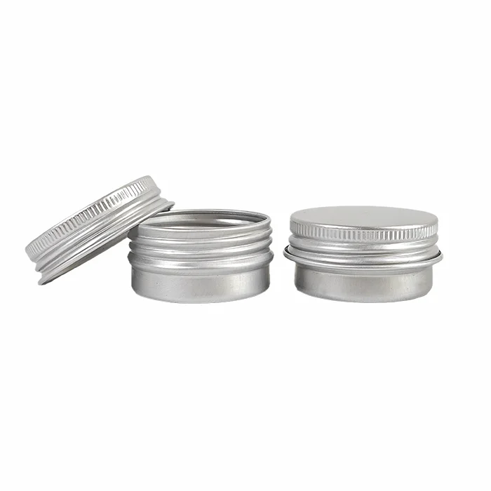 Aluminum Jar With Screw Cap 5mL 10mL 30mL 50mL 60mL 80mL 100mL 120mL 150mL 180mL Round Silver Cosmetic Lid Tin Container Can