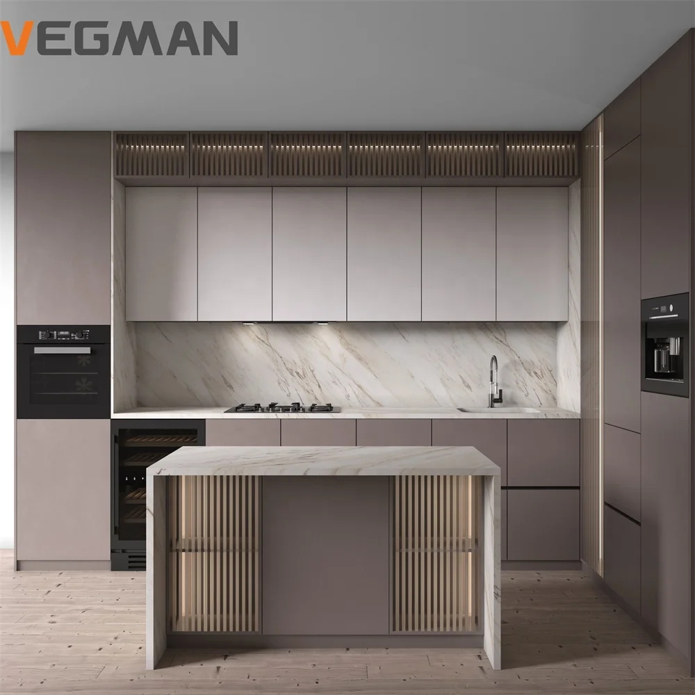 Modern Luxury Wall Hanging Unit Cabinet French Lacquer Door Smart Kitchen Cupboard Set Cabinets