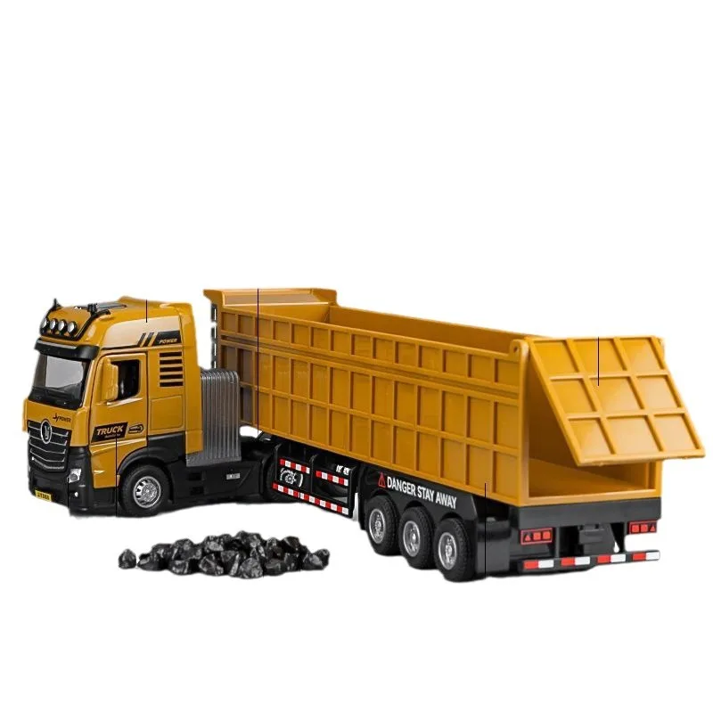 1/50 Die Cast Model Car Truck Model Alloy Vehicle Sound and Light Pull Back Towing Engineering Vehicle Metal Toys