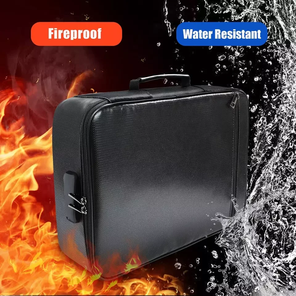 Fireproof Document Bag box storage type Water-resistant Fire proof 3-Layer File Storage Case Organizer Bag