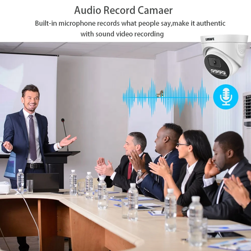 Loosafe H.265X Dome Security Camera Indoor 5MP Night Vision Full Color Camera Motion Detection 4Ch Poe CCTV Camera System