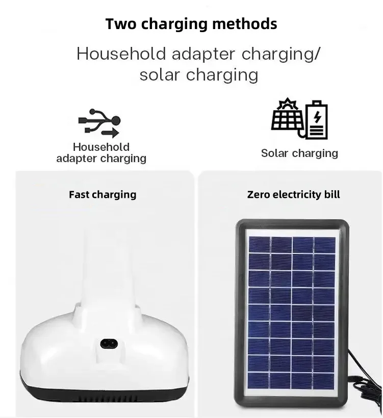 iSolfan Electric Energy Charge Solar Powered Table Fan with Solar Panel Light and Rechargeable Battery Set for Home and Camping