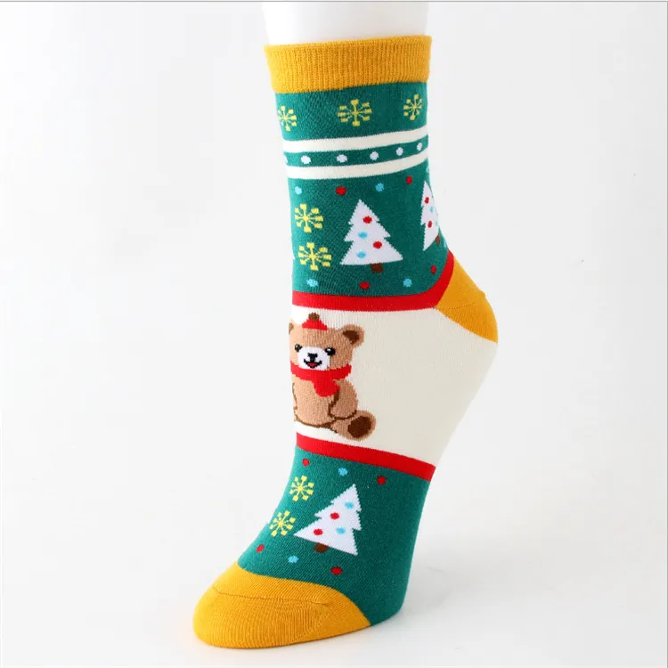 Fashion Christmas Tree Snowman  Jacquard Cotton New Christmas Socks Women