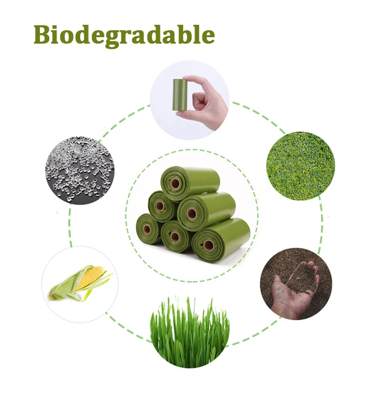 
Disposable Coloured Eco Friendly 100% Biodegradable Cornstarch Pet Dog Waste Doggie Poop Bags 