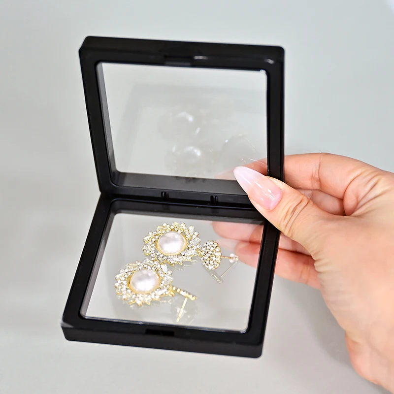 Clear PE Film 3D Floating Frame Display Case Plastic Transparent Jewelry Storage Float Suspension Box Packaging