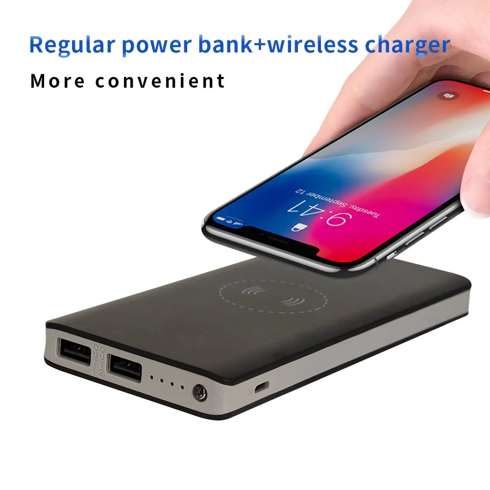 Hot selling PD18W multiple Ultra-thin Charger flashlight  Wireless Power Banks 10000mah with Rohs
