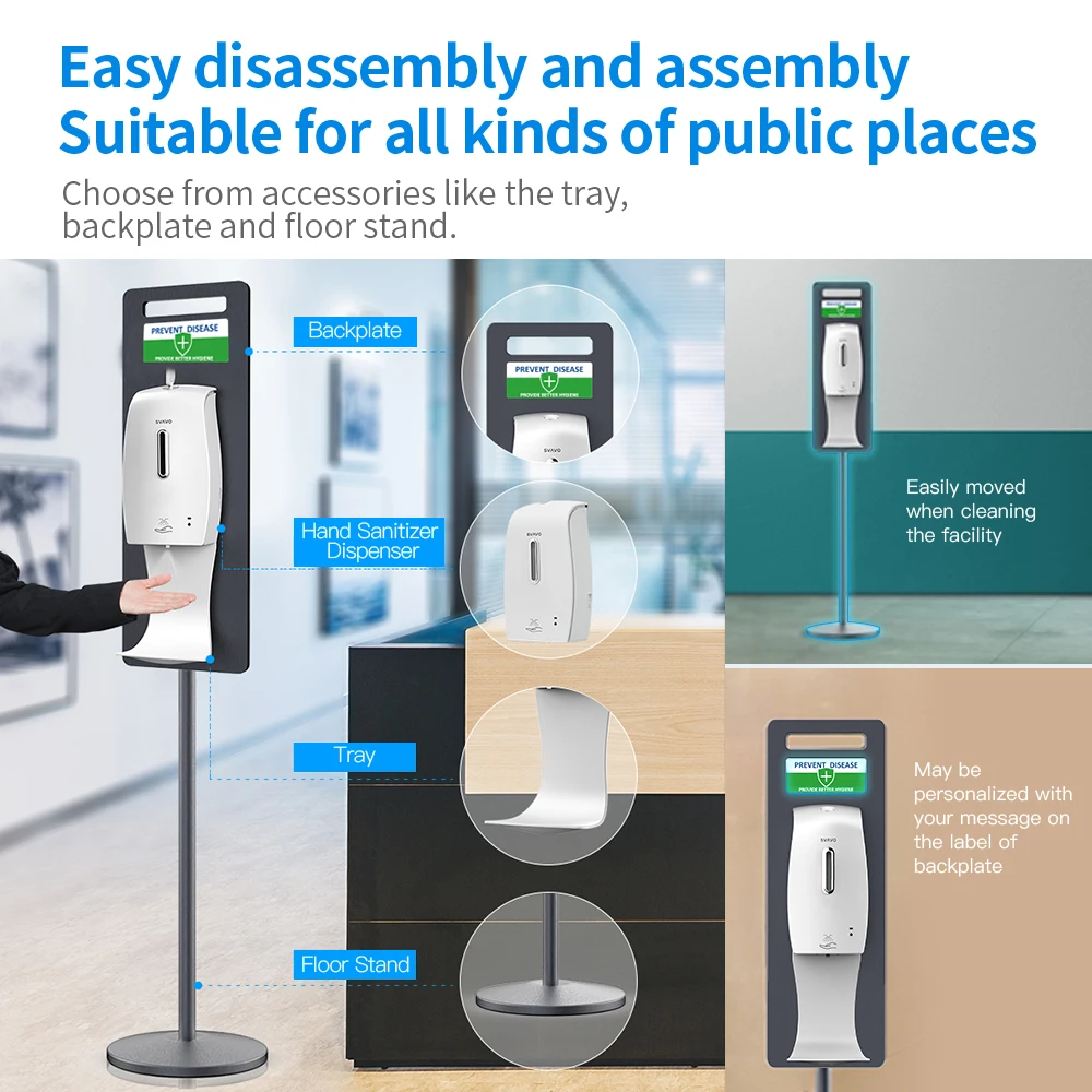 SVAVO Automatic Alcohol Hand Sanitizer Dispenser 600ml Smart Sensor Dispenser with stand PL-151047