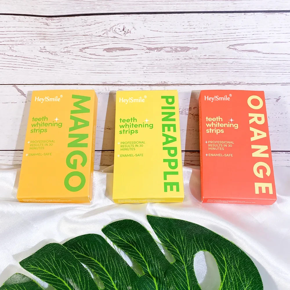 PAP Dry  Mint  Fruit Flavor Teeth Whitening Strips for Home Use Tooth Bleaching Strip Treatment  Fresh Breath  Colorful Effects