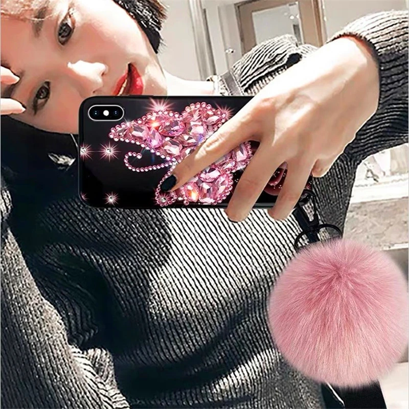 Роскошный женский Новый чехол для телефона из ТПУ с изображением бабочек и бриллиантов для iphone 13, 12, 11pro max, xs, 8 plus, защитный чехол для мобильного телефона