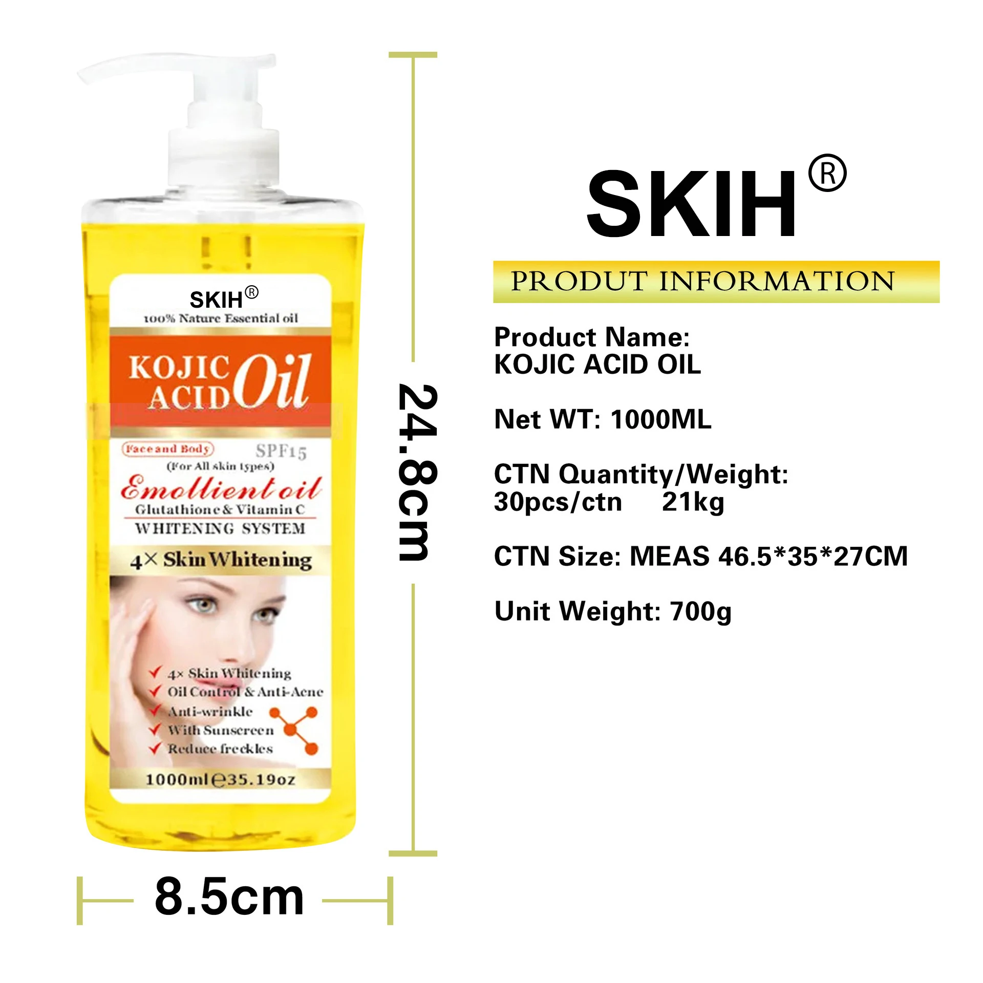 SKIH Price Private Label OEM Whitening Moisturizing Massage Oil face skin care body oil With Stock