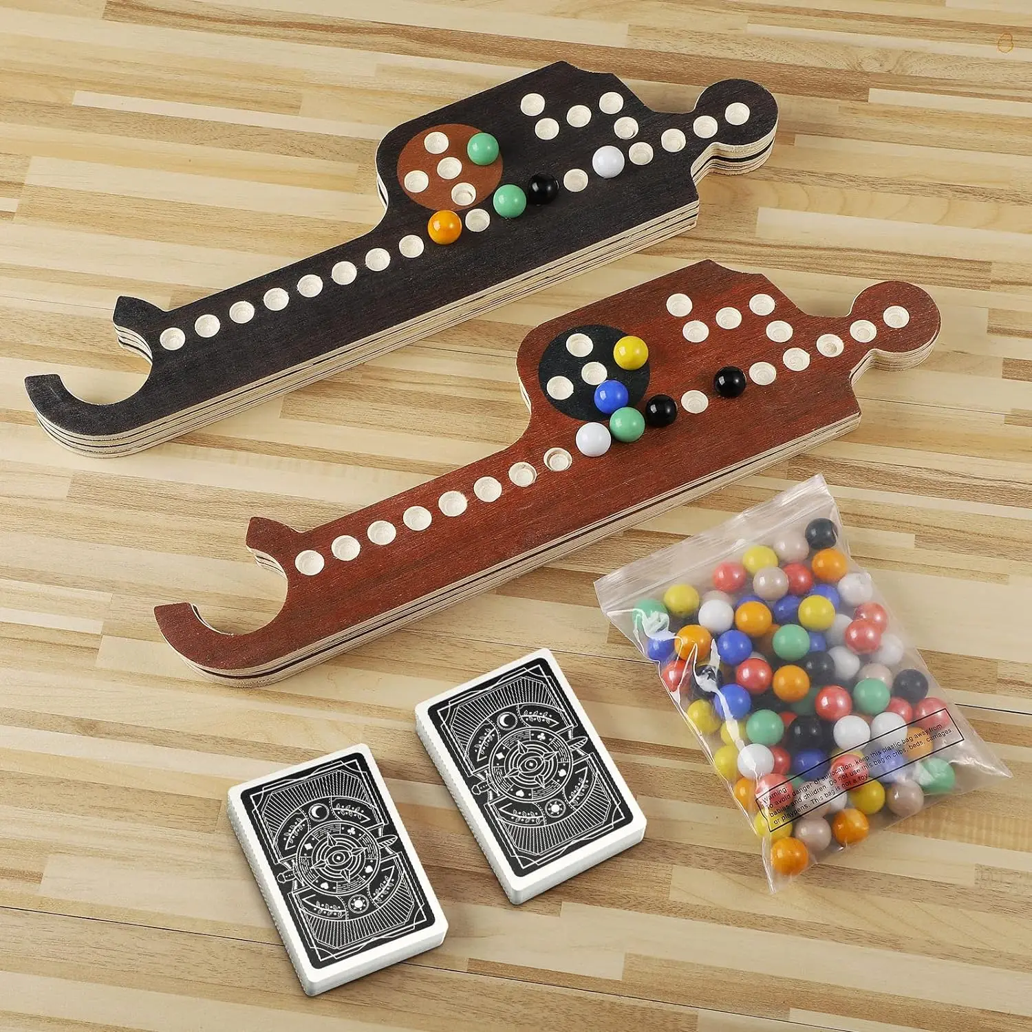 Jokers and Marbles Game 4-8 Player Wooden Fast Track Board Game For Holiday Party Family Playing