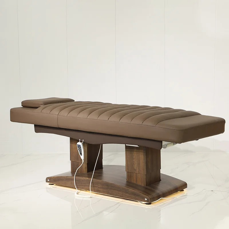 HICOMED Luxury Wooden Base Facial Lash Beauty Bed Electric Massage Physiotherapy SPA Table For Beauty Salon With 4 Motors