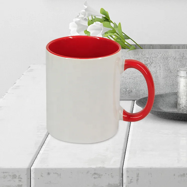 Однотонная белая кружка 11 унций с сублимационной печатью и цветным