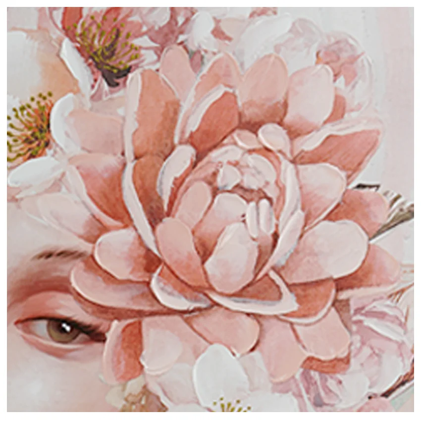 New arrival design modern fashion elegant lady with sweet flowers decoration hand painting home decor