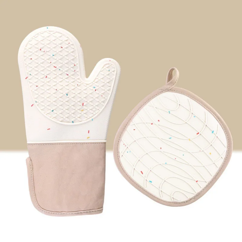 Silicone Cotton Heat Resistant Kitchen Baking Cooking Microwave Gloves Oven Mitts And Pot Holders Sets