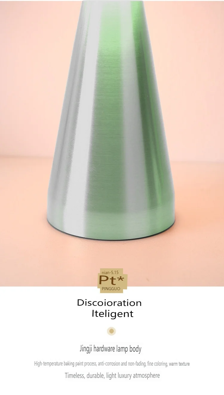 Silver-Three-Color Stainless Steel Charging Table Lamp Small Mushroom Design with USB Charging Capability