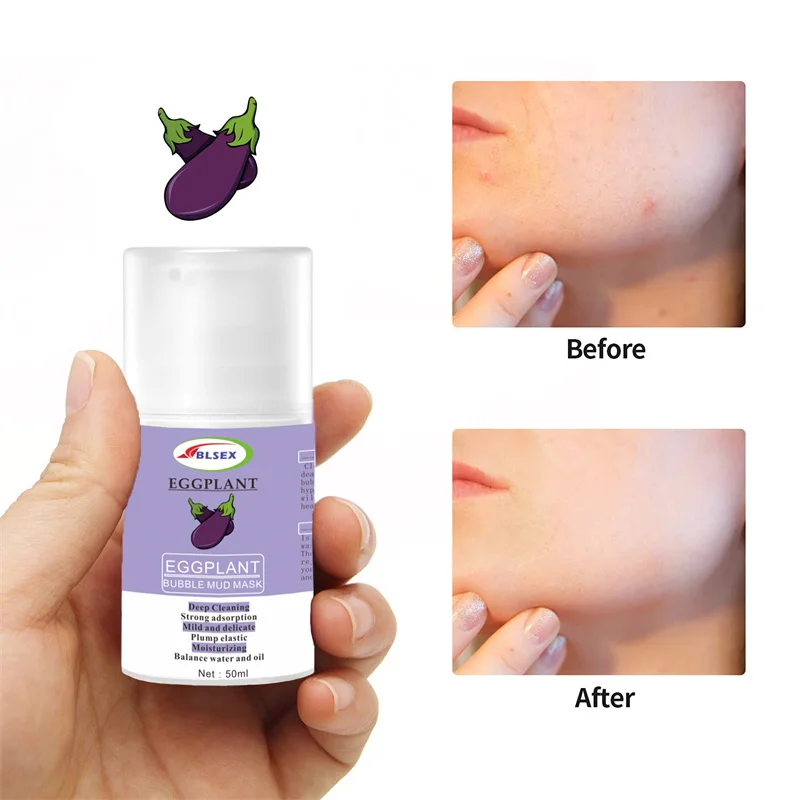 Customize Wholesale Eggplant Bubble Mud Mask 50ml Natural Skin Care  Eggplant Mud Mask Sleeping Mask   Deep Cleansing Bubble
