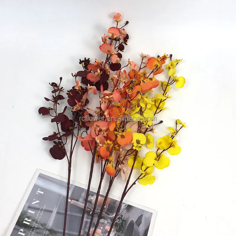 Simulation 3D oncidium dancing orchid artificial flower living room interior decoration fabric artificial flower
