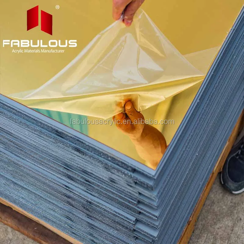 Laser Cut Engraved 4x8ft Mirror Sheet Acrylic 4-8mm Recycled Gold Color Acrylic Mirror Sheets