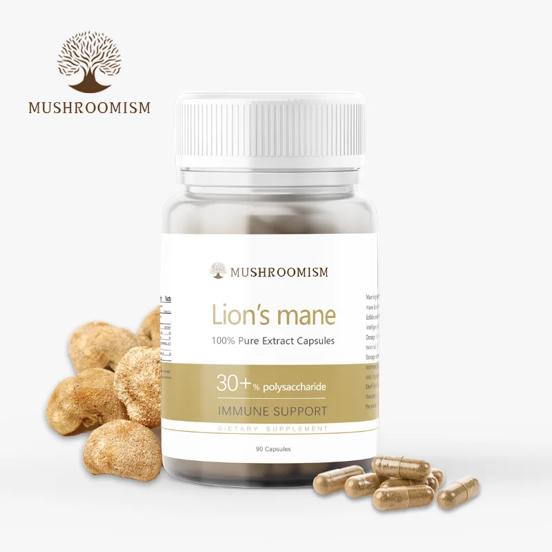 Herbal Capsule OEM Lions Mane Extract Nutritional Supplement Immune Support Mushroom Capsules  Brain Booster and Memory